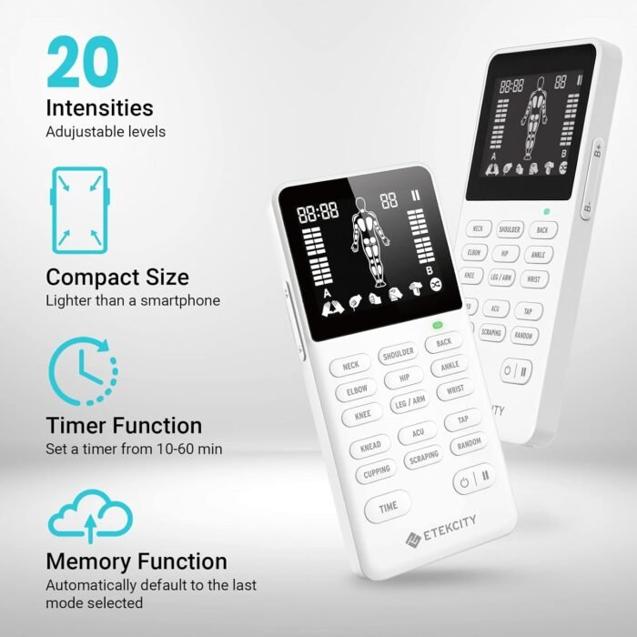 Etekcity FSA HSA Store Eligible 4-Output TENS Unit, Muscle Stimulator Machine for Pain Relief Physical Therapy, Back, Nerve, Sciatica, Neck, Shoulder,Period Cramp Relaxer,Rechargeable Electric Device - Image 8