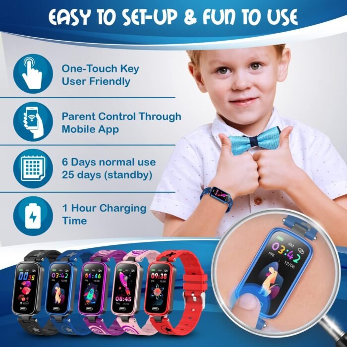 Inspiratek Kids Fitness Tracker for Age 5-16，2022 Upgraded Tracker Kids Watch，Waterproof Watch for Kids with Pedometer，Sleep Monitor & Calorie Counter，Fitness Watch for Kids Girls Boys Teen (Blue) - Image 5