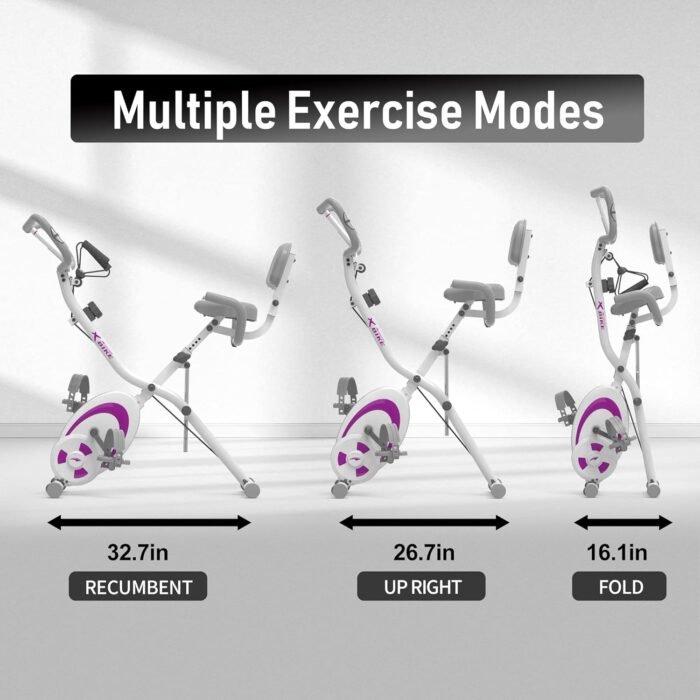leikefitness Folding Stationary Bike Recumbent Exercise Bike w/Arm Resistance Bands-Pulse Sensor-LCD Monitor and Easy to Assemble Indoor Cycling Bike 2280 - Image 7