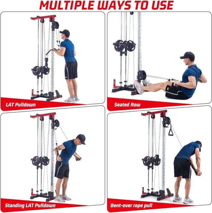 LAT Pull Down Machine - Wall-Mounted Cable Workout Machine 400Lbs Weight Capacity, Dual Pulley System, 20 Height Adjustments, Compact Home Gym Cable Machine for Full Body Workout - Image 3