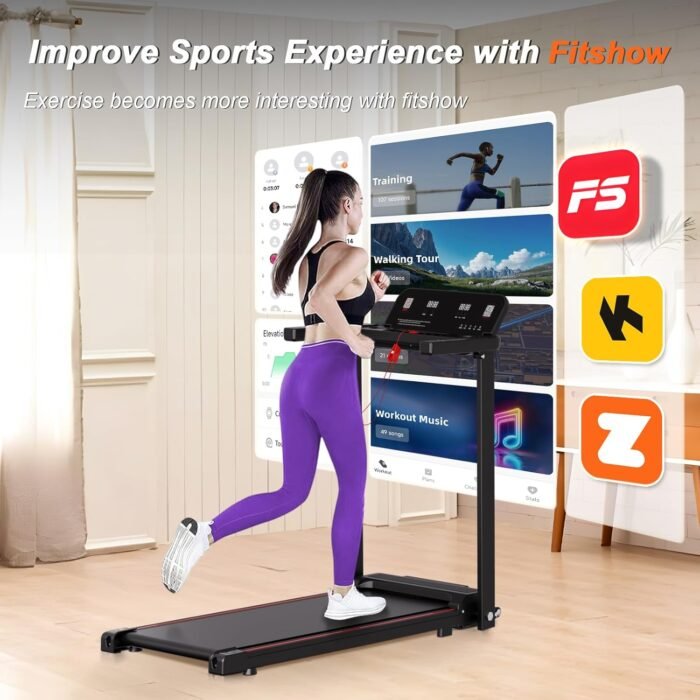 Foldable Treadmill with Handles Treadmills for Home Small Spaces 3HP Folding Treadmills Walking Pad Treadmill with Handle Bar Quiet Walking Machine, 300LBS Capacity, Portable Small Home Gym (Black) - Image 3