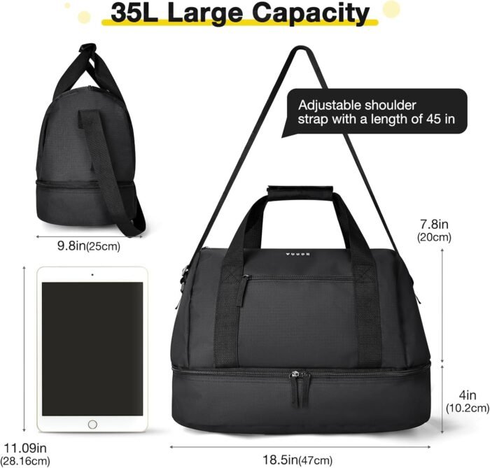 Travel Duffel Bag - Weekender, Overnight Gym Carry On with Shoes Compartment，35L Carry On Duffle Bag for Travel, Sports, Fitness & Workout - Image 4