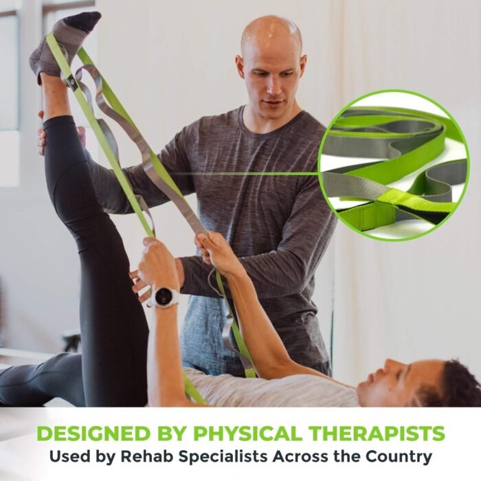 Gradient Fitness Stretching Strap for Physical Therapy, 12 Multi-Loop Stretch Strap 1" W x 8' L, Neoprene Handles, Physical Therapy Equipment, Yoga Straps for Stretching, Leg Stretcher. - Image 4