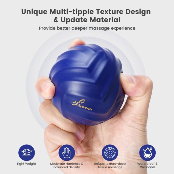Sportneer Massage Lacrosse Ball with String, Deep Tissue Massager for Back Myofascial Release, Shoulder Trigger Point Therapy & Foot Plantar Fasciitis, Free Relax for Whole Body (Blue) - Image 4