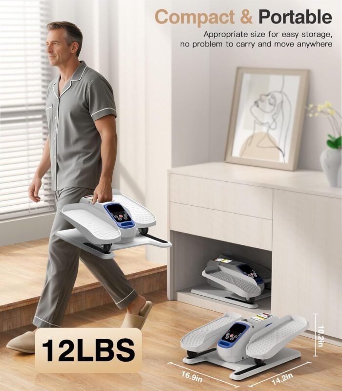 Under Desk Elliptical Machine,Ellipse Leg Exerciser Electric with Remoter,12 Manual Adjustable Speed and 3 Automatic Speed,Portable Seated Pedal Exerciser for Seniors,Adults,Home,Office - Image 4