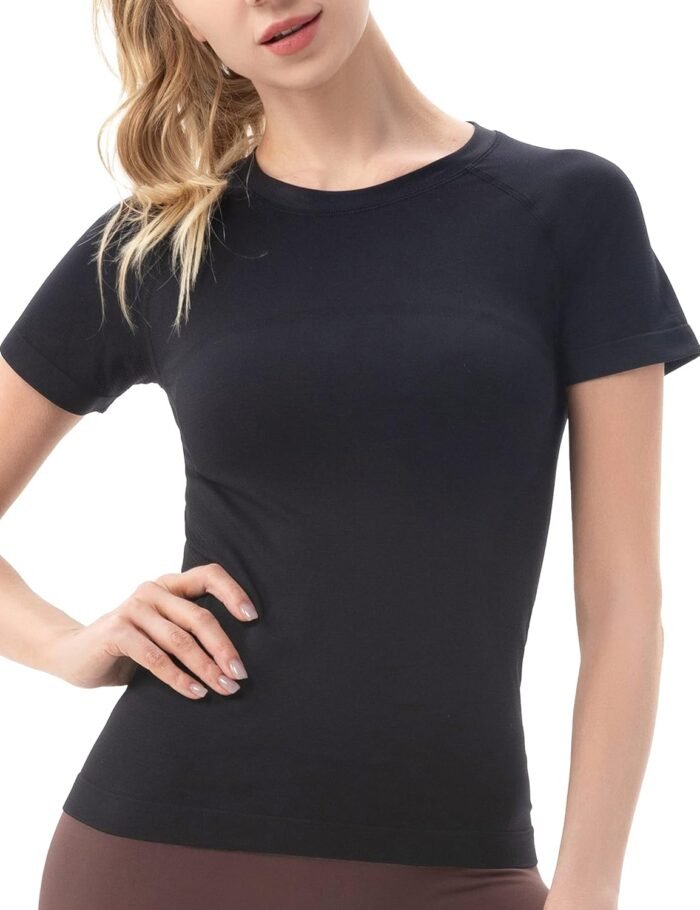 MathCat Workout Shirts for Women Short Sleeve Seamless Yoga Athletic Tees Sports Breathable Gym Athletic Tops - Image 2