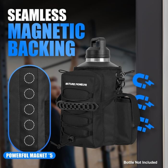 NATURE PIONEOR Magnetic Gym Bag for Men and Women - Magnet Water Bottle Holder Sling Carrier with Crossbody Shoulder Strap,Gym Accessories Pouch,Phone Pockets for Sports,Walking,Travel,Workout - Image 3