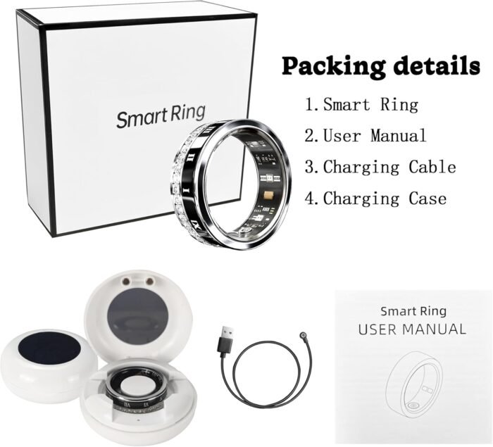 Smart Ring for Women & Men | IP68 Waterproof Fitness Tracker |Sleep Tracking Heart Rate Blood Oxygen Healthy Monitor Monitor | Activity/Steps/Calories | for iOS & Android (Inky, 9#) - Image 10