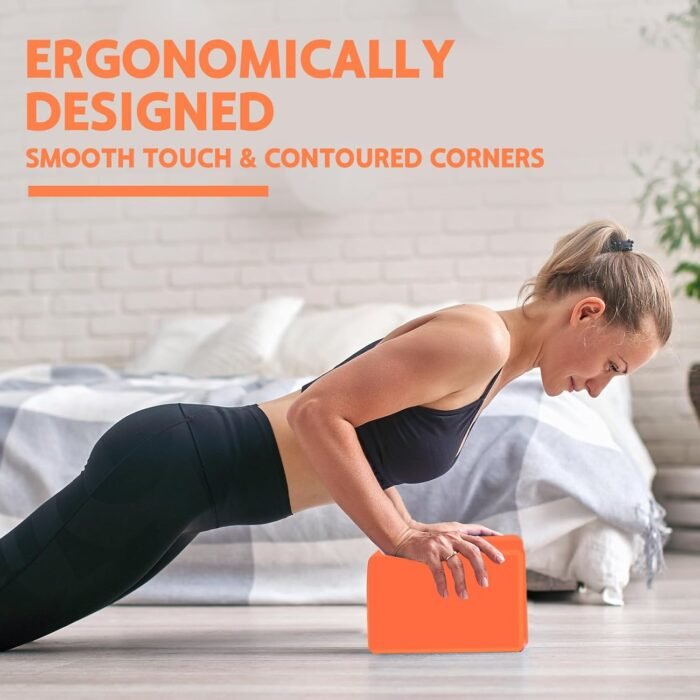 Yoga Block, Soft Non-Slip Surface Premium Foam Blocks, Supportive, Lightweight, Odor Resistant, Yoga Accessories for Pilates Meditation General Fitness Stretching Toning（orange） - Image 6