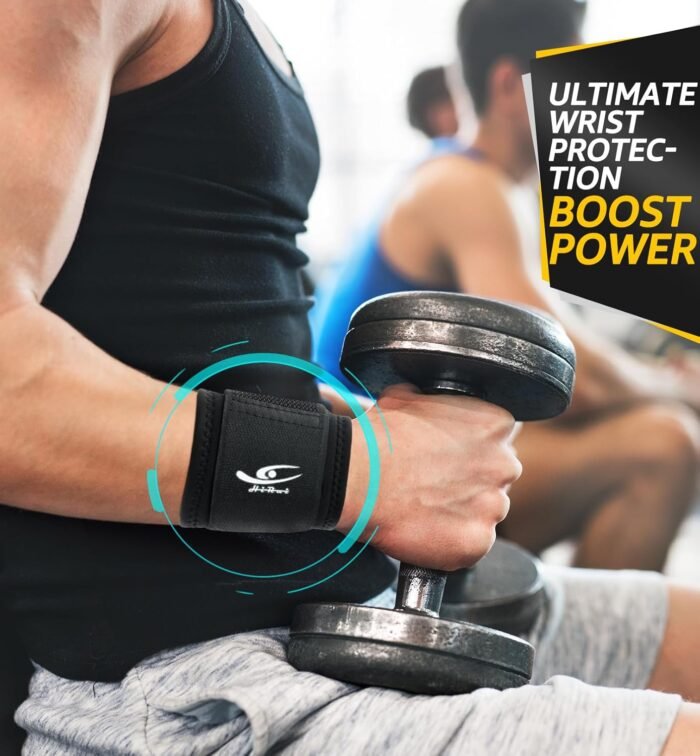 HiRui 2 PACK Wrist Compression Strap and Wrist Brace Sport Wrist Support for Fitness, Weightlifting, Tendonitis, Carpal Tunnel Arthritis, Pain Relief-Wear Anywhere-Unisex,Adjustable - Image 3