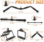 LAT Pulldown Bar Attachments, Cable Machine Accessories for Home Gym, Triceps Rope Pull Down Equipment Weight Fitness & Power Exercise Set for Arm Strength Workout Training - Image 3