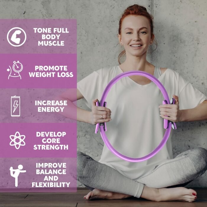 Syhood Pilates Ring 11. 81 Inch Pilates Circle Yoga Ring Magic Lightweight Flexible Workout Equipment for Fitness Physical Therapy Resistance Exercise Arms Legs - Image 4