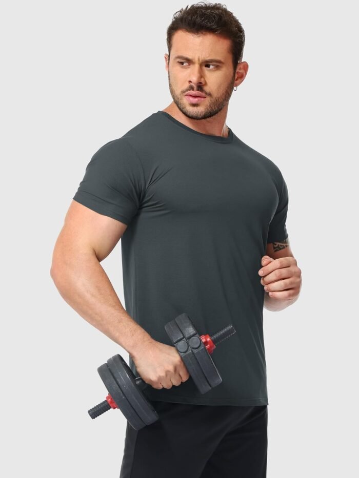 Mens Shirts 3 Pack Dry Fit Tech Moisture Wicking Performance Quick Dry Elastic Athletic Crew Short Sleeve T Shirts - Image 7