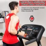 Impremey Folding Treadmill with Auto Incline 15%, 3.5HP, 350 Lb Capacity, 11 MPH, 50" x 19" Ultra Large Running Area, Heart Rate Monitor Armband, HRC Training for Home Walking and Running - Image 6