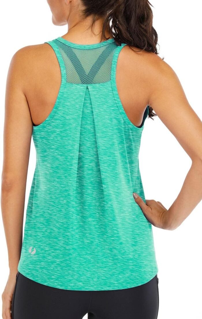 ICTIVE Workout Tops for Women Loose Fit Racerback Mesh Backless Muscle Tank Running Shirts - Image 2