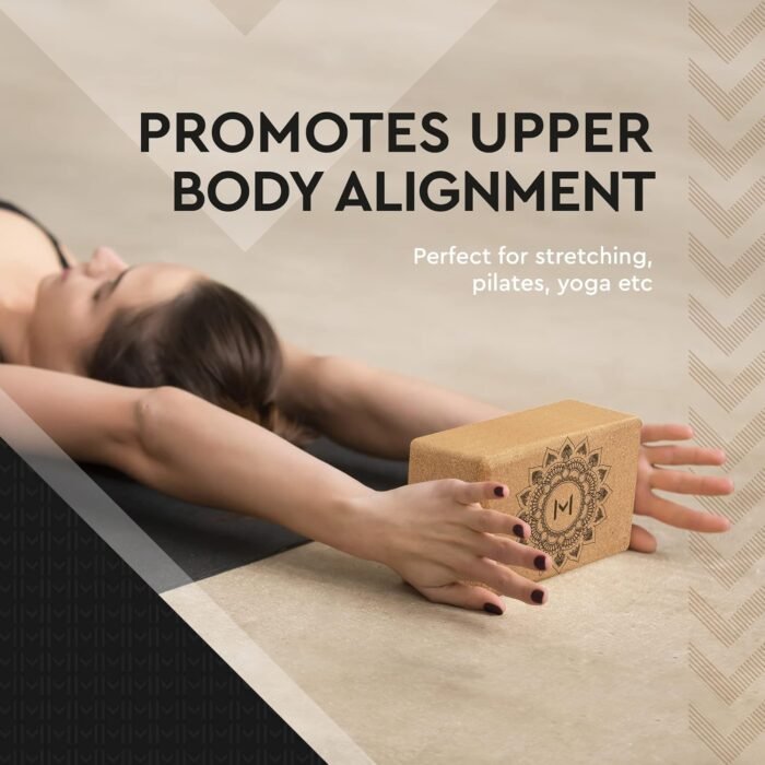 Motivated Mindset Cork Yoga Blocks | Set of 2 - Strong Material, Smooth Corners, Easy to Grip | Supports and Improves Strength, Flexibility, and Balance | Premium Design Yoga Bricks for Kids & Adults - Image 3