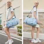 ZGWJ Sports Gym Bag with Wet Pocket & Shoes Compartment, Waterproof Shoulder Weekender Bag for Women and Men Swim Sports Travel Gym Bag Lightweight and easy Carry on Light Blue - Image 7