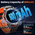 Smart Watch (Call/Notification),1.52'' Military Smart Watches for Men, Two Style Kits,Flashlight,100+Sport Modes/Heart Rate/Sleep Monitor/Pedometer, Fitness Tracker Android Phones iPhone Compatible - Image 6