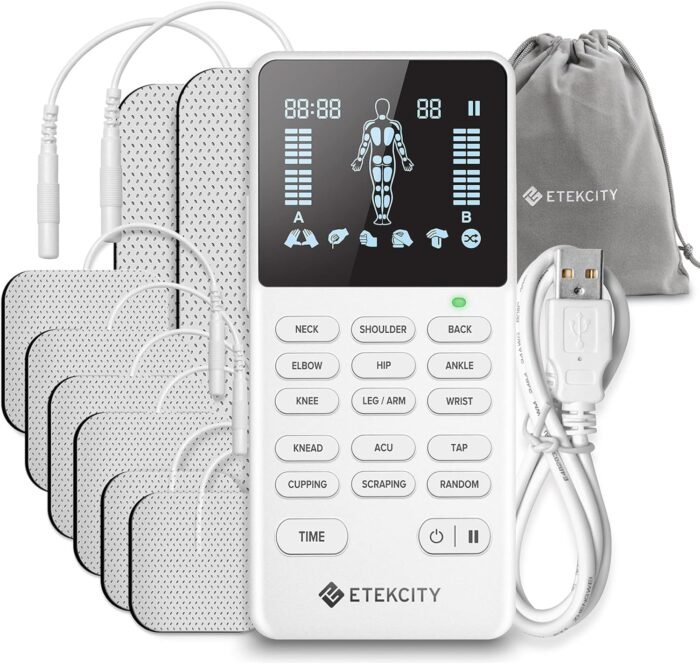 Etekcity FSA HSA Store Eligible 4-Output TENS Unit, Muscle Stimulator Machine for Pain Relief Physical Therapy, Back, Nerve, Sciatica, Neck, Shoulder,Period Cramp Relaxer,Rechargeable Electric Device - Image 2