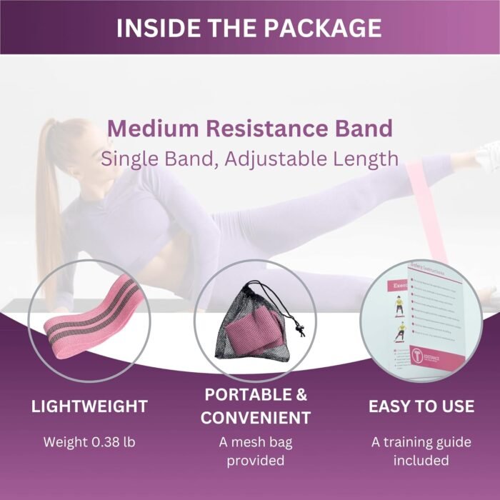 Adjustable Fabric Resistance Bands with Medium Resistance Levels, Non-Slip Exercise Bands for Men and Women, Perfect Workout Bands for Glutes and Lower Body Training - 1 Pack - Image 5