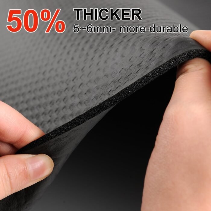Bike Mat, Exercise Mat for Carpet & Hardwood Floors, Cushioned, Black - Image 6