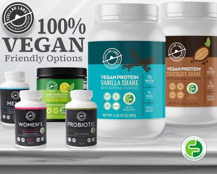 Stellar Labs Vegan Protein Powder with BCAA's & Antioxidants | Certified Low FODMAP, Non GMO, Gluten Free, Soy Free, Low Carb, with Stevia | Lean Plant Based Protein Powder Shakes | Chocolate - Image 7