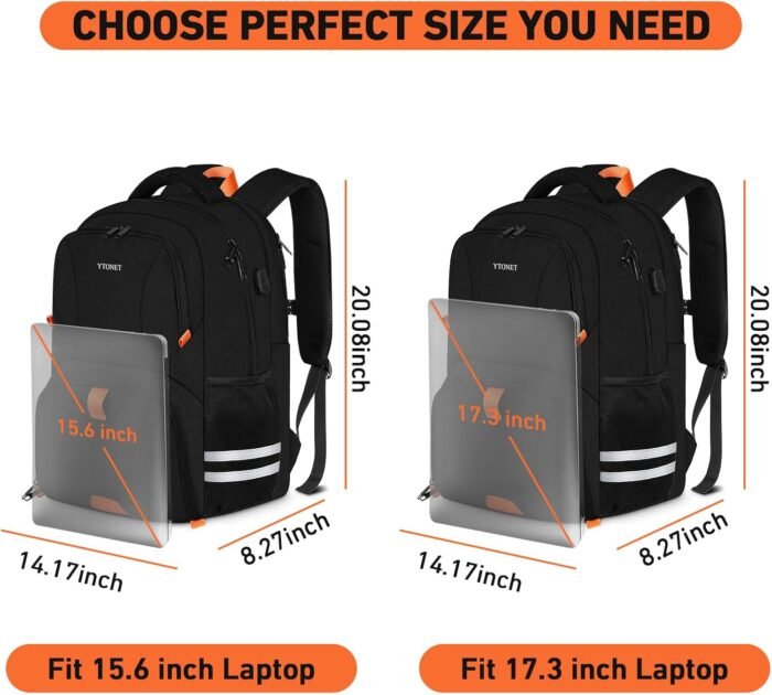 Ytonet Gym Backpack For Men Women, Travel Sports Track Bag With Shoe Compartment USB Charging Port, Large Workout Laptop Backpack Water Resistant College Bag Fit 15.6 Inch, Camping, Black - Image 3