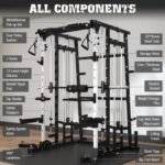 Smith Machine,2200lbs All-in-One Home Gym Power Cage with Weight Bar and Two LAT Pull-Down Systems and Cable Crossover,Multi-Function Squat Rack for Home Gym Training - Image 4