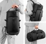 Gym Bag for Men,Large Waterproof Duffle Bag for Sports, Travel & Work,Gym Bag Men with Shoe Compartment & Wet Pocket (Black) - Image 6