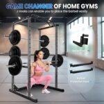 1200lbs Heavy Duty Power Cage, Black Squat Rack with Safety Bars, Adjustable J-Hooks and Safety Arms, KQZZIV Power Rack System for Home Gym, Weightlifting and Cross Training - Image 7