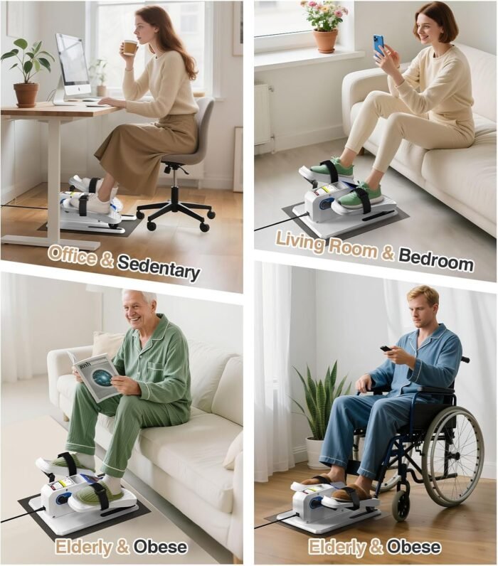 Under Desk Elliptical Machine,Ellipse Leg Exerciser Electric with Remoter,12 Manual Adjustable Speed and 3 Automatic Speed,Portable Seated Pedal Exerciser for Seniors,Adults,Home,Office - Image 8