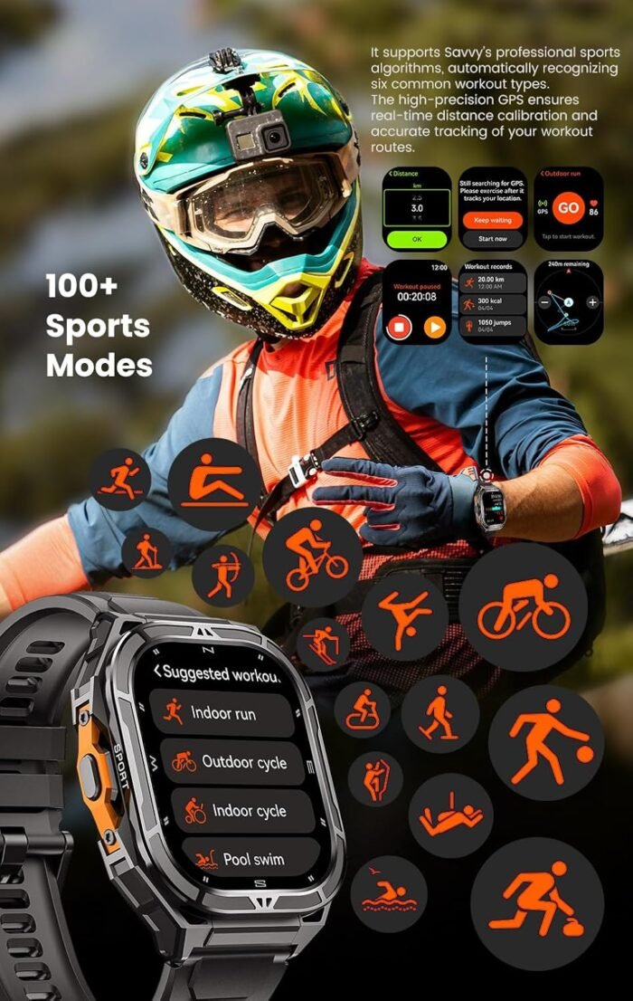 2025 GPS Sports Smart Watch for Men & Women, 1.96" AMOLED Display Fitness Tracker with Heart Rate, Blood Oxygen, Sleep Monitor, 100+ Sports Modes, Waterproof 5ATM, Compatible with Android & iOS (Gray) - Image 6