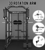 Eonfit E5 Smith Machine with Vertical Leg Press, Power Cage Squat Rack with LAT-Pull Down Cable Crossover Rotating Arms System Home Gym Equipment All in One - Image 5