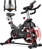 POOBOO Exercise Bike, Stationary Bike for Home Gym, Indoor Cycling Bike w/Comfortable Seat Cushion & Tablet Mount, Silent Belt Drive Indoor Bike for Cardio Workout - Image 2