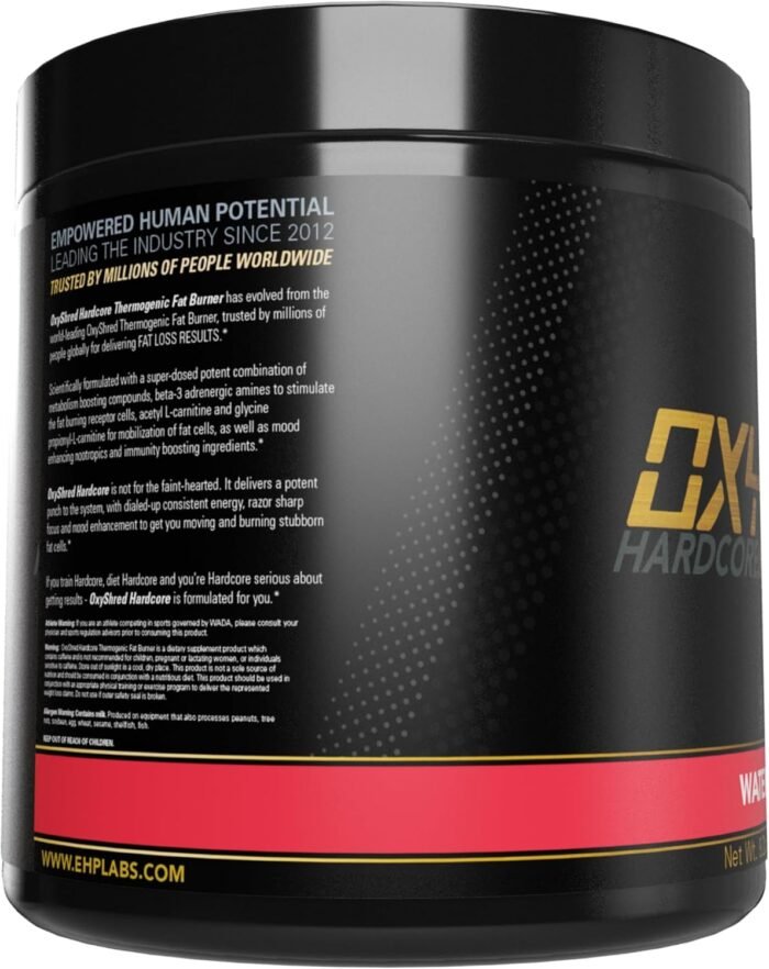 EHP Labs OxyShred Hardcore Super Dosed Pre Workout Powder - Preworkout Powder with L Glutamine & Acetyl L Carnitine, Energy Boost Drink - 275mg of Caffeine - Watermelon Candy, 40 Servings - Image 10