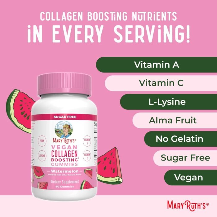 MaryRuth Organics Vegan Collagen for Women & Men, Collagen Boosting Gummies, Skin Care, Lysine, Vitamin C, Vitamin A, Amla, Supplement for Hair & Skin, Vegan, Non-GMO, Gluten Free, 90 Servings - Image 8