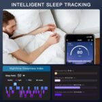Smart Ring with Display Screen Health Tracker and Touch Button, Bluetooth Connection Health Monitor Tracks Heart Rate/Blood Oxygen/Sleep/Sports Activities, IP68 Waterproof (Silver, 9#) - Image 6