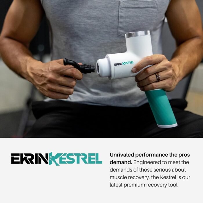 Ekrin Athletics White Kestrel Percussive Massager - Enhanced Precision & Comfort for Elite Muscle Recovery & Wellness - Relieve Sore Muscles and Stiffness - Image 2