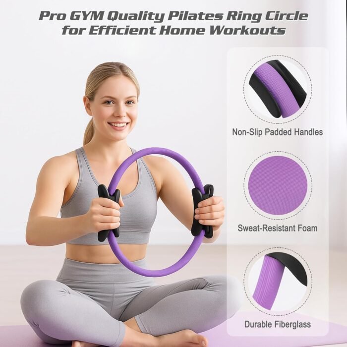 Pilates Essentials Kit for Home Women, Ring and Ball Set, Pilates Equipment for Workouts, 3 Resistance Bands, Grip Socks, 14 Inch Magic Circle, Mini Exercise Ball, Great Exercise Equipment - Image 3