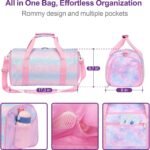 Bagseri Duffel Bags for Kids - Girls Dance Bag Ballet Tote, Waterproof Sports Gymnastics Bag for Overnight with Shoe Compartment and Dry Wet Separation Pockets (Tie-dye,Pink) - Image 3