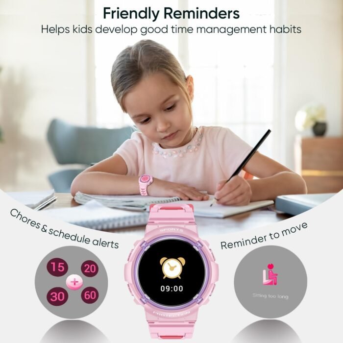 Kids Smart Watch, Waterproof Kids Fitness Tracker Watch with 26 Sports Modes, Pedometer, Heart Rate Monitor, Alarm Clock, Sleep Tracking for Girls Boys Ages 6+ - Image 6
