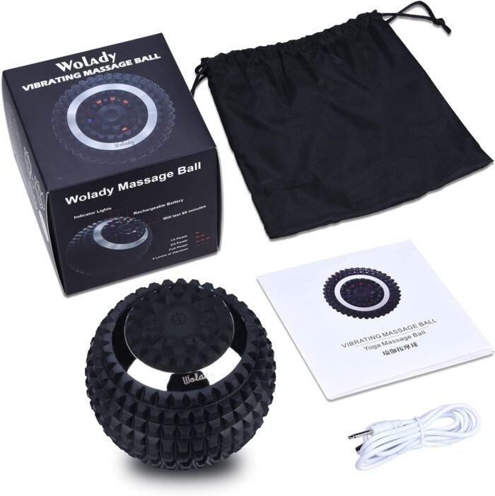 Vibrating Massage Ball 4-Speed High-Intensity Fitness Yoga Massage Roller, Relieving Muscle Tension Pain & Pressure Massaging Balls (Black) - Image 8