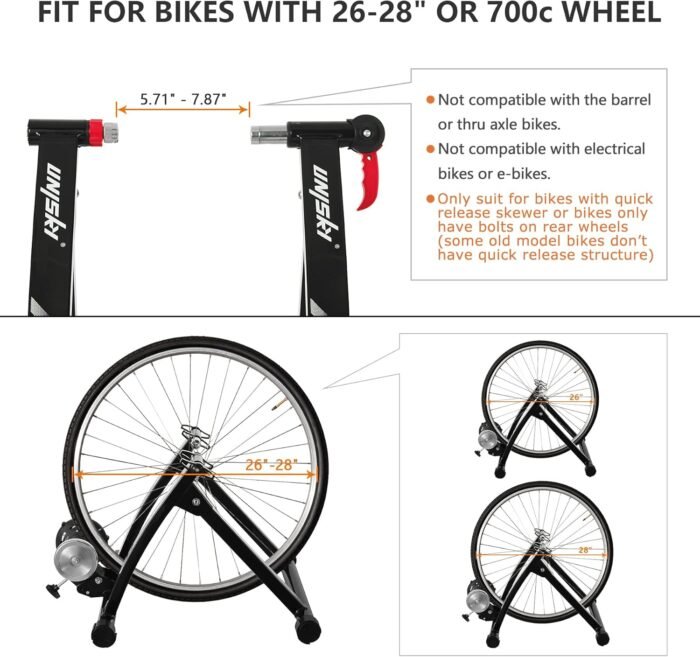Unisky Bike Trainer Stand Indoor Bicycle Stand with Noise Reduction Magnetic Stationary Stand fits for 26-28inch, 700C Wheel - Image 4