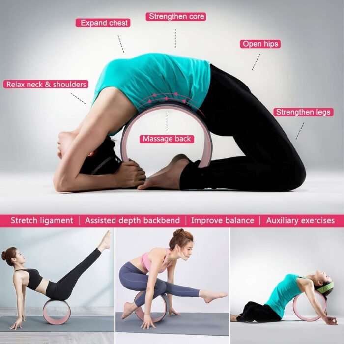 Yoga Wheel Set 11-in-1,Back Roller & 2 Blocks with Strap,Resistance Bands,Jump Rope,Carrying Bag,Perfect Yoga Back Wheel Accessory Starter Kit for Beginner, Stretching, Improving Backbends - Image 4