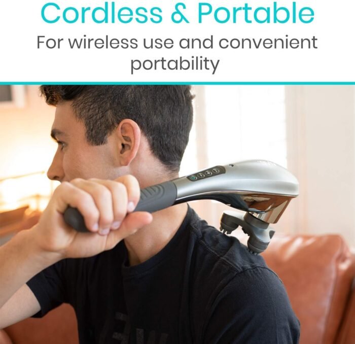 Vive Handheld Massager Cordless - Hand Held Deep Tissue Massage Tool for Back, Full Body, Foot and Neck Muscle - 6 Modes for Men, Women - Portable and Rechargeable - Pressure Point Acupressure - Image 7