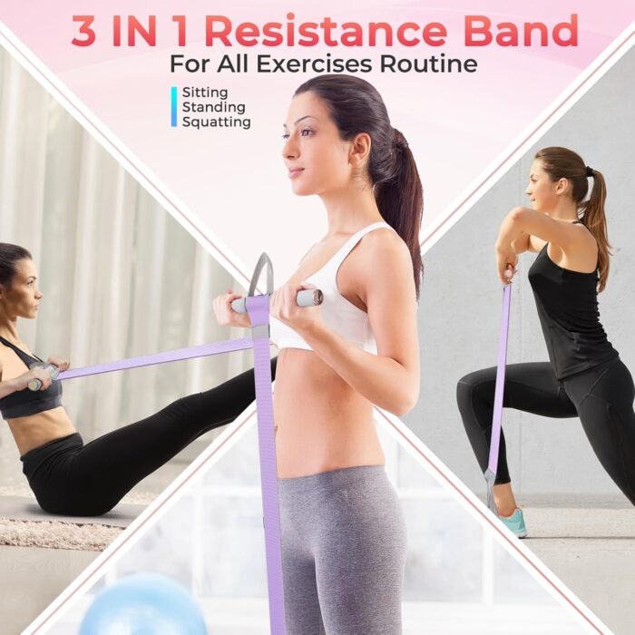 Fabric Resistance Band with Handles & 2 Foot Loops - 120lb Exercise Band for Home Workout, Yoga & Full-Body Training, Leg Arm Chest Wrist - Portable Home Fitness Tools for Women - Image 4