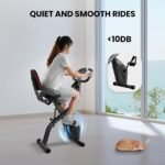 Exercise Bike Stationary Bike Folding Exercise Bike with 10 Level Adjustable Magentic Resistance Support Back Pad and Phone/Tablet Holder Arm Resistance Band Pulse Sensor LCD Monitor for Home Workout 265 LB Capacity - Image 7