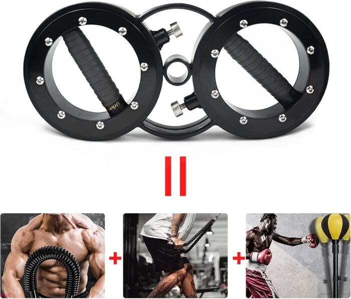 FIITY 18 Pounds Resistance Adjustable Rotator Machine for Upper Body Strength Training, 360 Degree Rotating Grips, Multifunctional Spinning Burn Machine for Forearm Trainer, Boxing, Workouts (Black & Sliver) - Image 6
