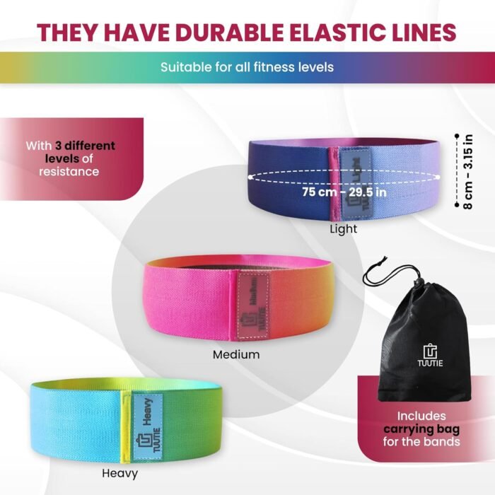 Non-Slip Resistance Bands - Durable Fabric Exercise Bands for Glute Workouts - Lightweight & Compact with 3 Levels - Resistance Bands for Working Out - No Equipment Needed - Image 6