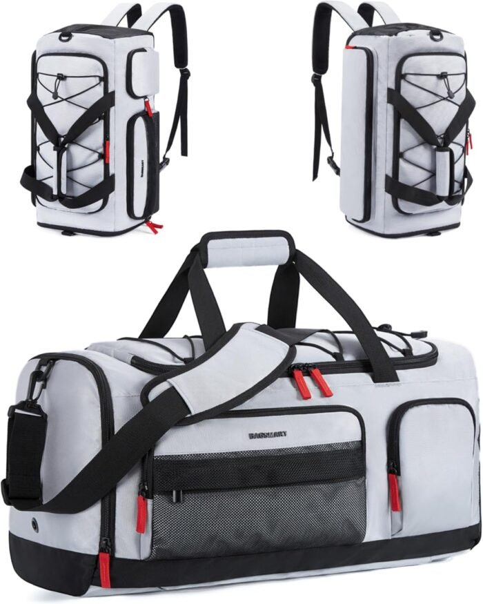 BAGSMART Gym Bag for Women & Men, 35L Sports Travel Duffel Bag with Shoe Compartment，Anti-Theft Carry On Weekender Bag for Airplane, Water Resistant Workout Overnight Backpack for Travel Gym,Grey - Image 2
